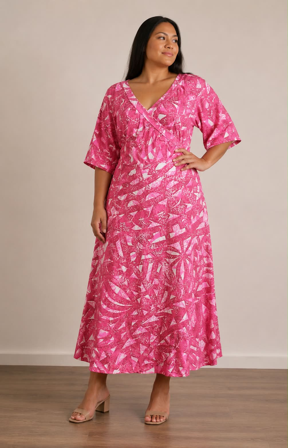 Manea Overlap Dress - Pink/Red mix