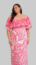 Manea Maxi Top Frill - Pink / Wht