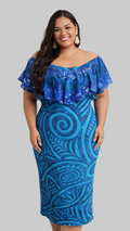 Manea Maxi Top Frill - Blue / Wht