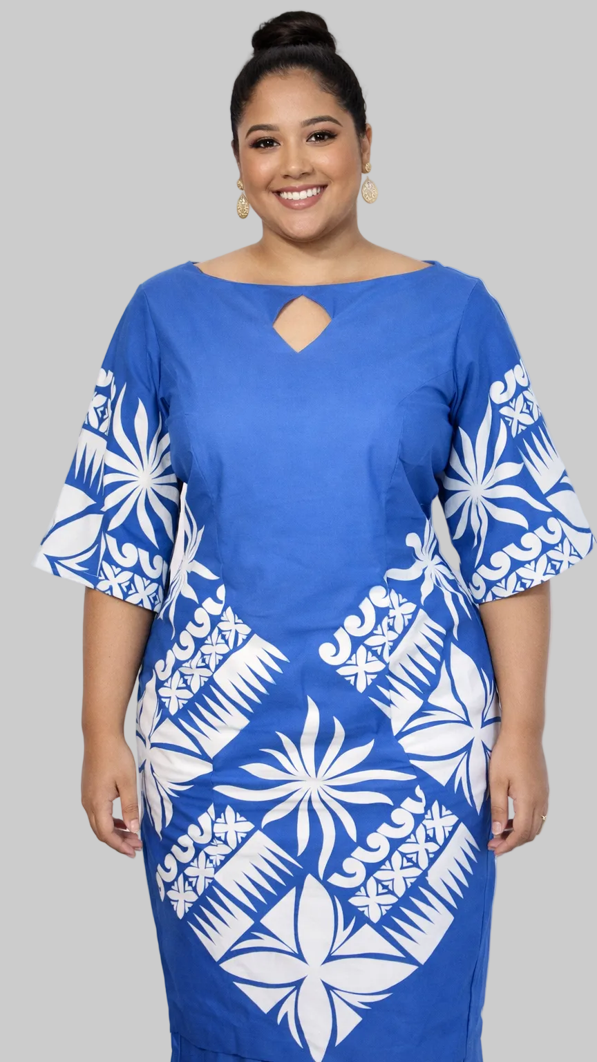 Puletasi - Blue with Wht