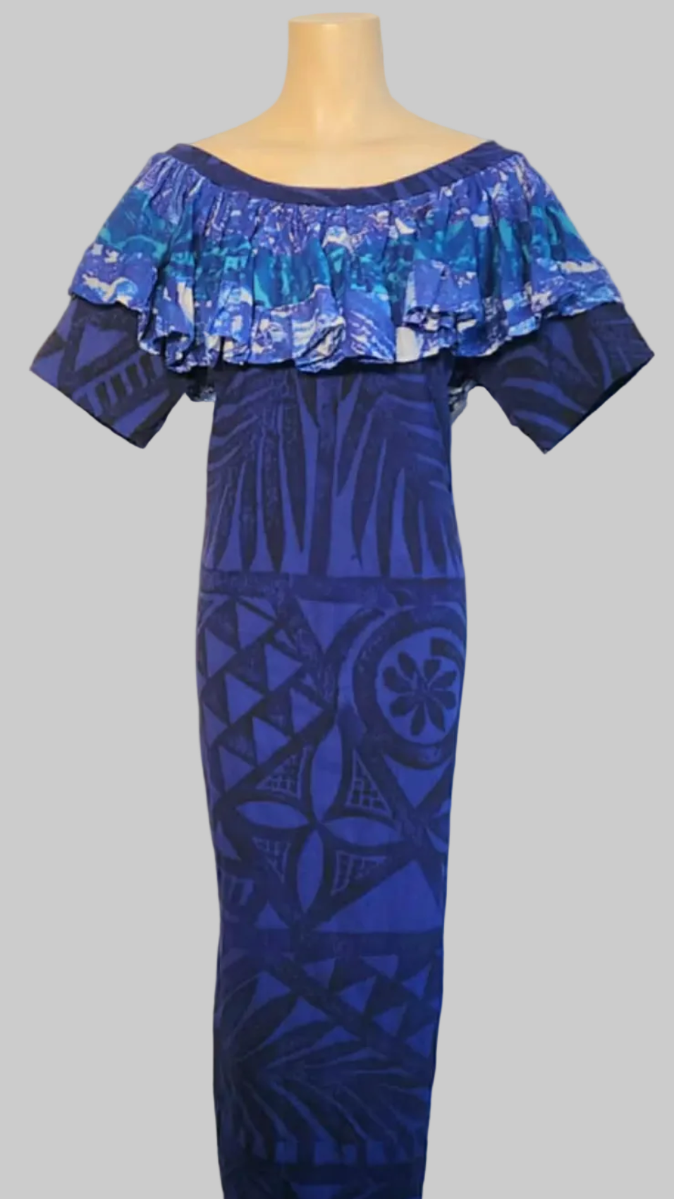 Manea Maxi Top Frill - Blue / Wht