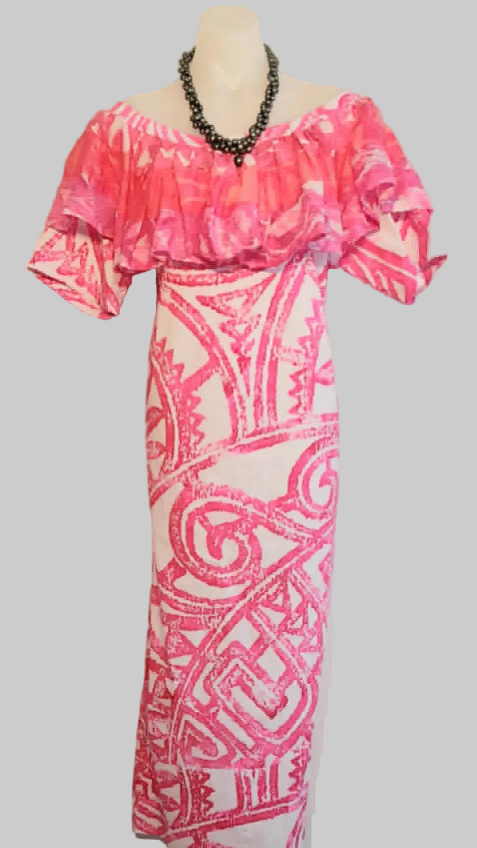 Manea Maxi Top Frill - Pink / Wht